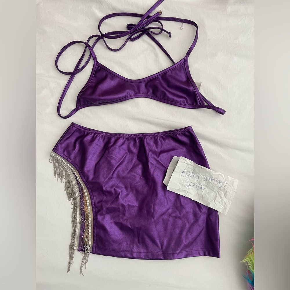 SHEIN purple pleather rave set